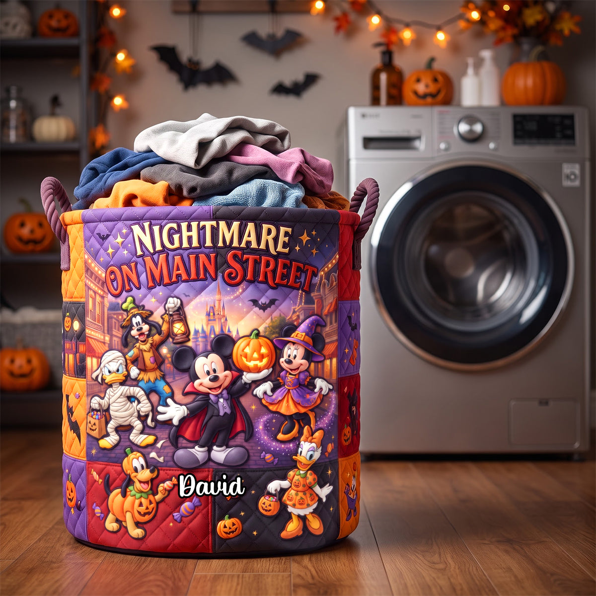 Lovely Nightmare Quilted Laundry Basket - Personalized Halloween Gifts 04tydh050826