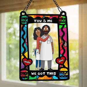 Personalized Gifts For Couple Window Hanging Suncatcher Ornament Cartoon Couple 03ACDT110225HG-Homacus