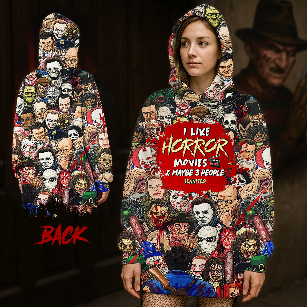 I Like Horror Movies, Gift For Horror Movie Fan, Personalized Hoodie, Horror Oversized Hoodie, Halloween Gift 01HUHN180723-Homacus