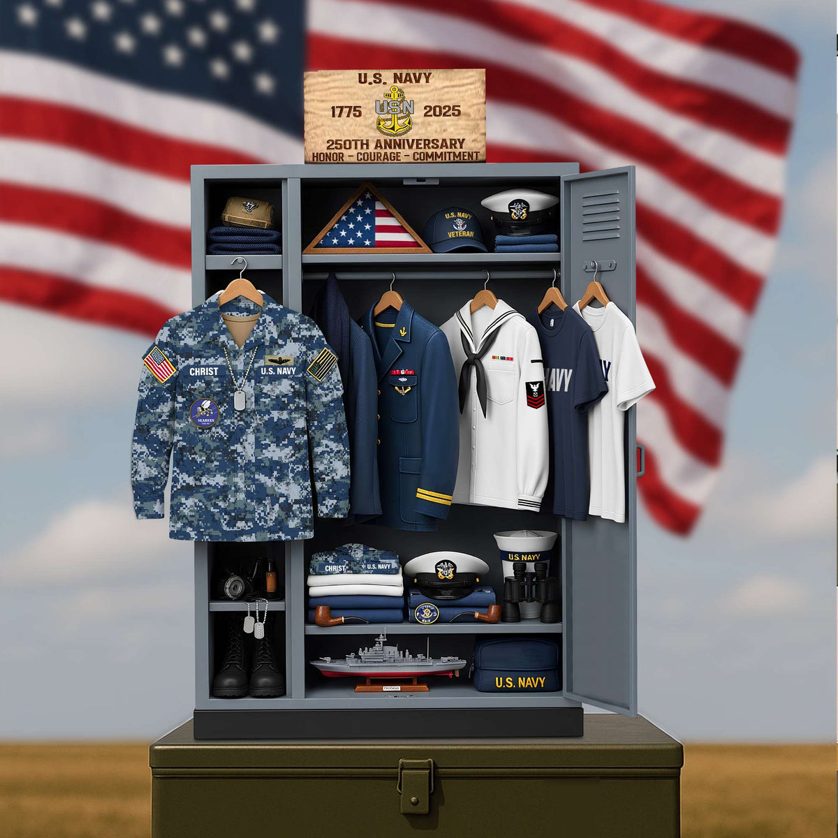 Military 250th Anniversary Personal Locker Plaque - Personalized Gifts For Veteran 052qhtn300625 NV-Homacus