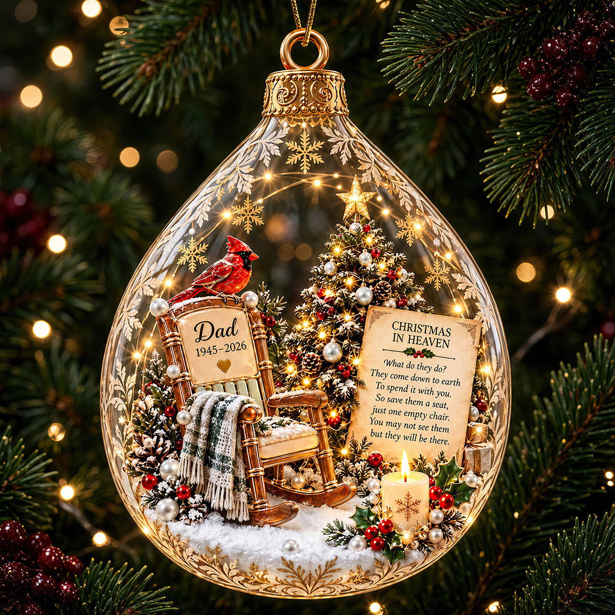 Christmas In Heaven Cardinal Ornament - Personalized Memorial Gift 07PADT300926