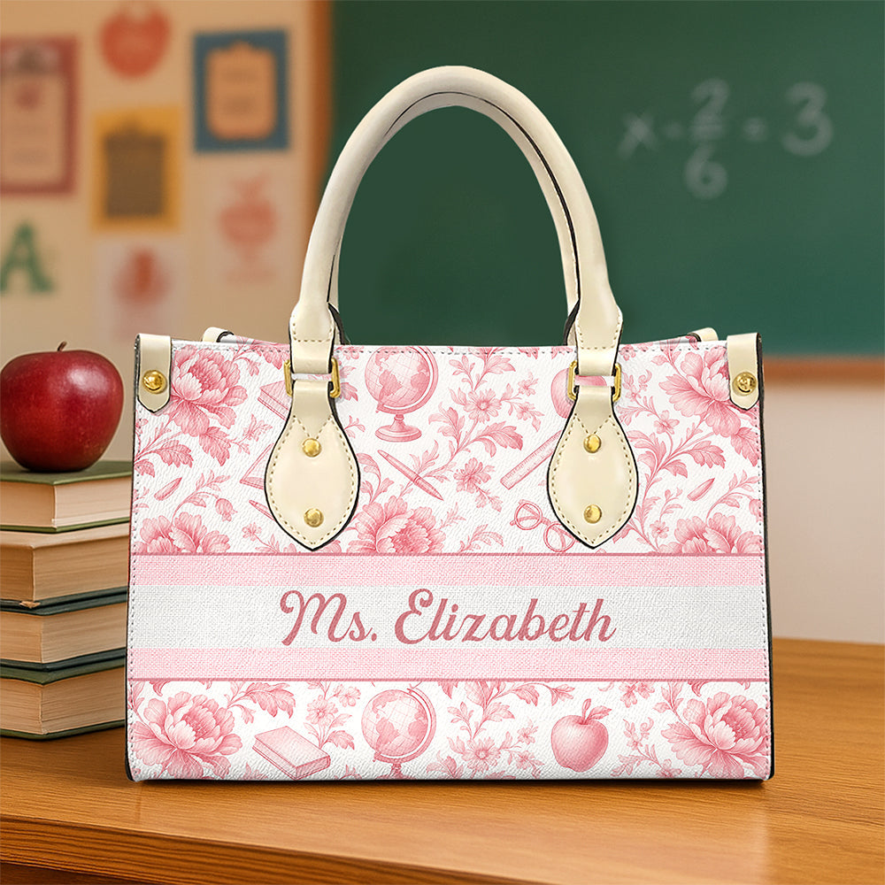 Classic Toile Pattern Leather Bag – Personalized Gifts For Teacher 03pgqn070725-Homacus