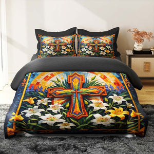 Personalized Gifts For Christians Quilt Bedding Set Special Line 04tgtn150125 Cross And Lilies-Homacus