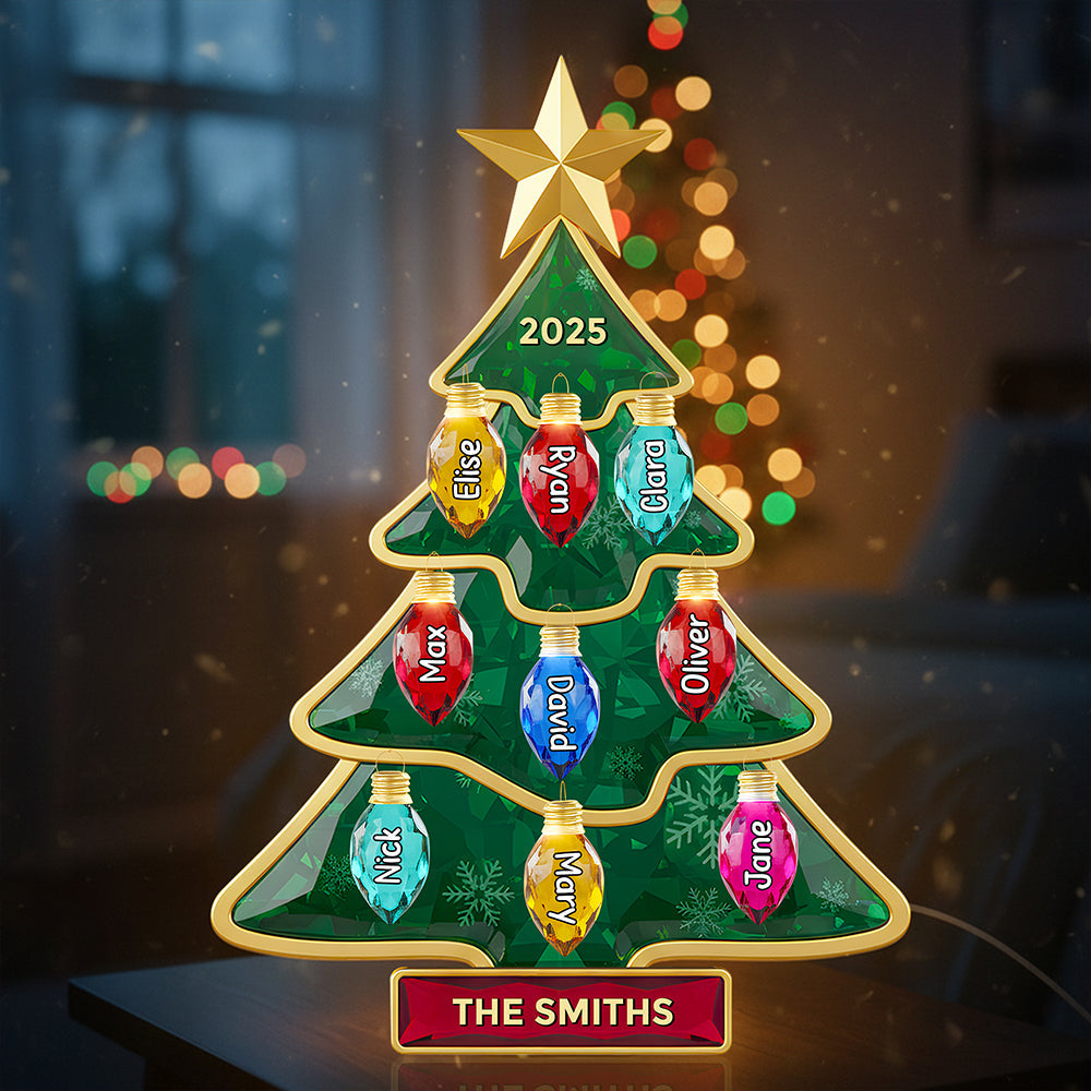 Christmas Tree Family Light Box - Personalized Gifts For Family Custom Shape Acrylic Light Box 04NADT301025-Homacus
