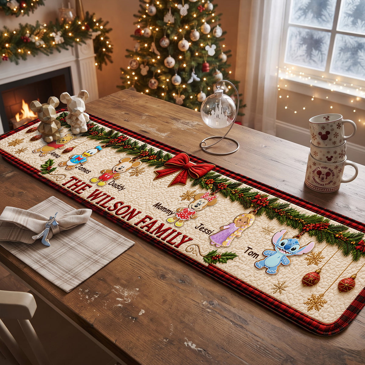 Christmas Family Quilted Table Runner - Personalized Gift For Family 04nalu190826-Homacus
