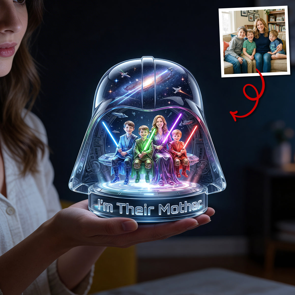 Universe Family Lightbox - Custo Photo Gifts For Family Custom Shape Acrylic Light Box 01NATN310326-Homacus