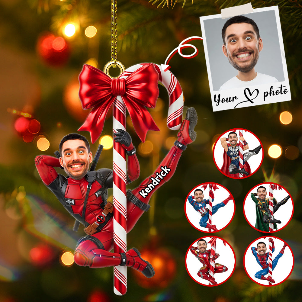 Custom Photo Funny Hero Ornament - Personalized Gifts For Christmas 04NAMG280825-Homacus