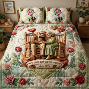 Happy Grow Old Couple Quilt Bed Set - Personalized Gifts For Couple 01QHLU281125-Homacus