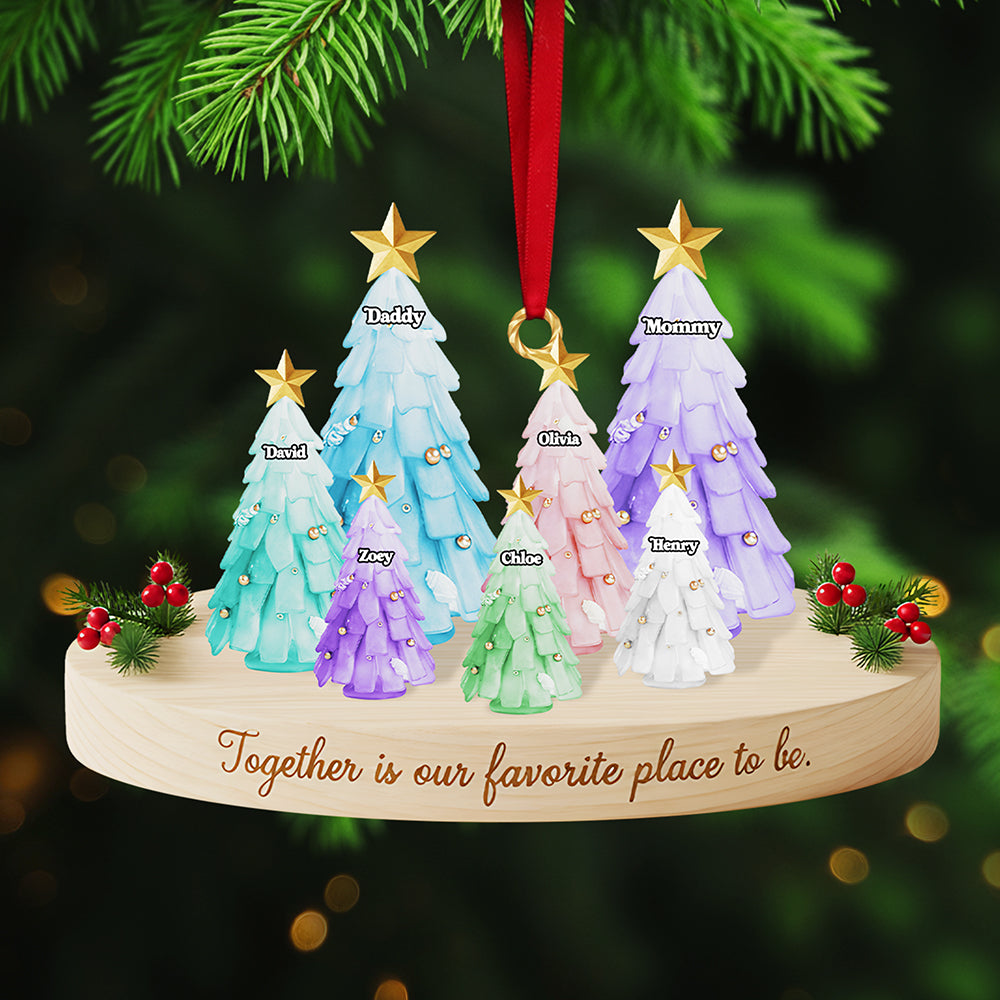 Personalized Gifts For Family, Christmas Tree Sea Glass Family Acrylic Ornament 01nata131025-Homacus