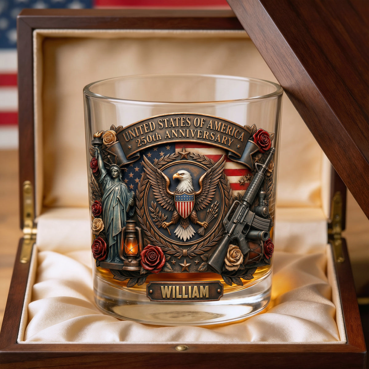 250th Anniversary USA 11oz Round Glass - Personalized Gifts For Patriots 03tymg200326-Homacus