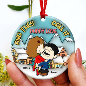 Personalized Gifts for Couple Ceramic Ornament Puppy Love Christmas 02xqpu200724hg-Homacus