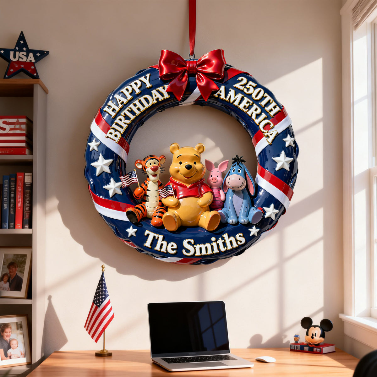 Adorable Characters Celebrating USA 250th Anniversary Wood Sign - Personalized Gifts For Family 06pglu120226-Homacus