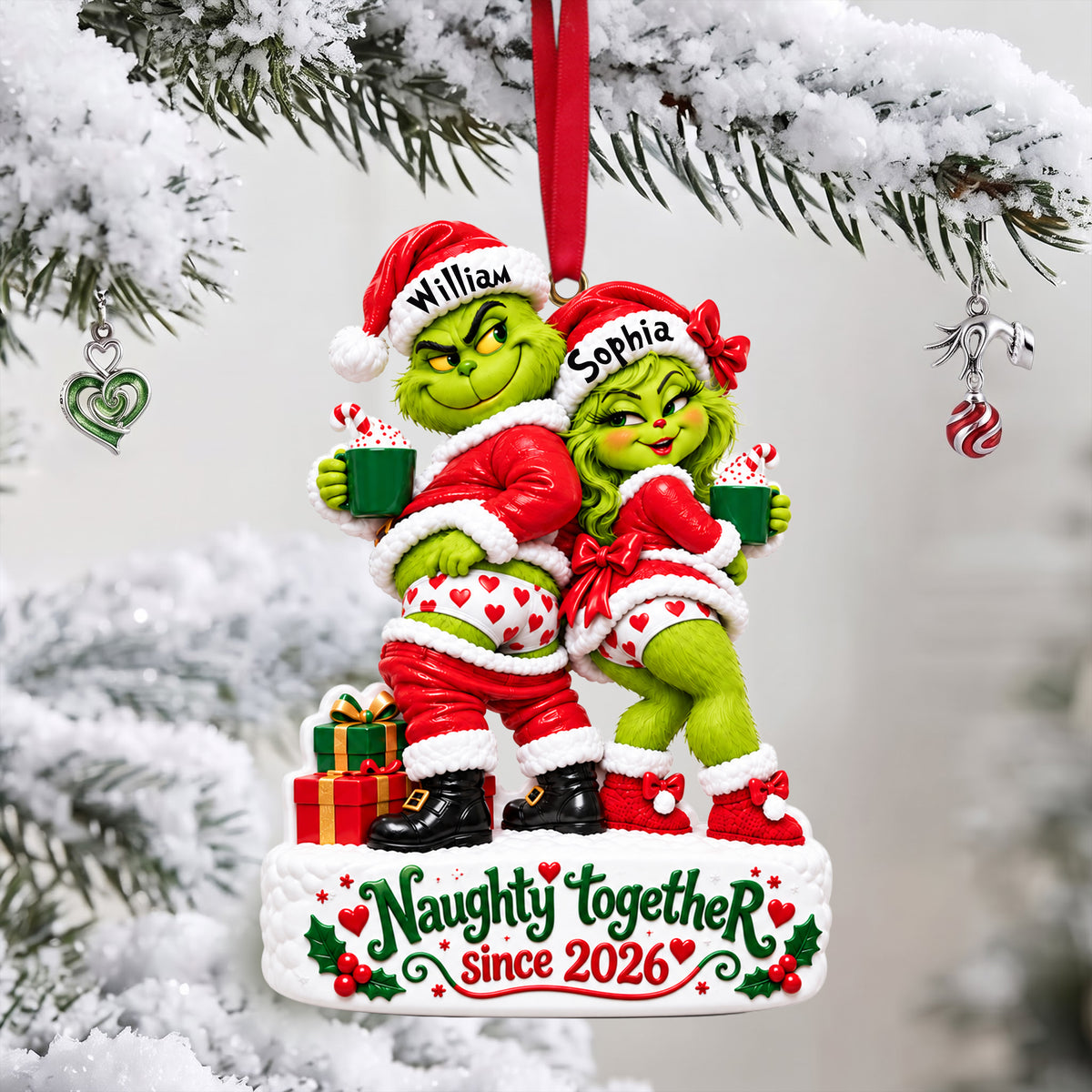 Furry Naughty Couple Ornament - Personalized Christmas Gifts For Couples 04tolu191026-Homacus
