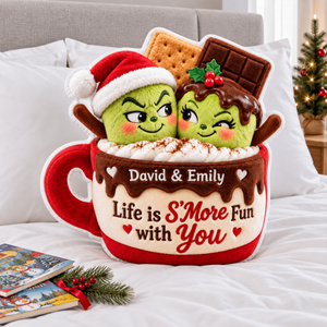 Lovely Mischief Marshmallow Couple Life is S'More Fun with You Custom Shaped Pillow - Personalized Christmas Gifts For Couples 04toqn211026-Homacus