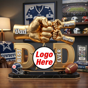 American Football Dad Acrylic Plaque - Champion Dad & Fist Bump - Personalized Gifts For Father-Homacus