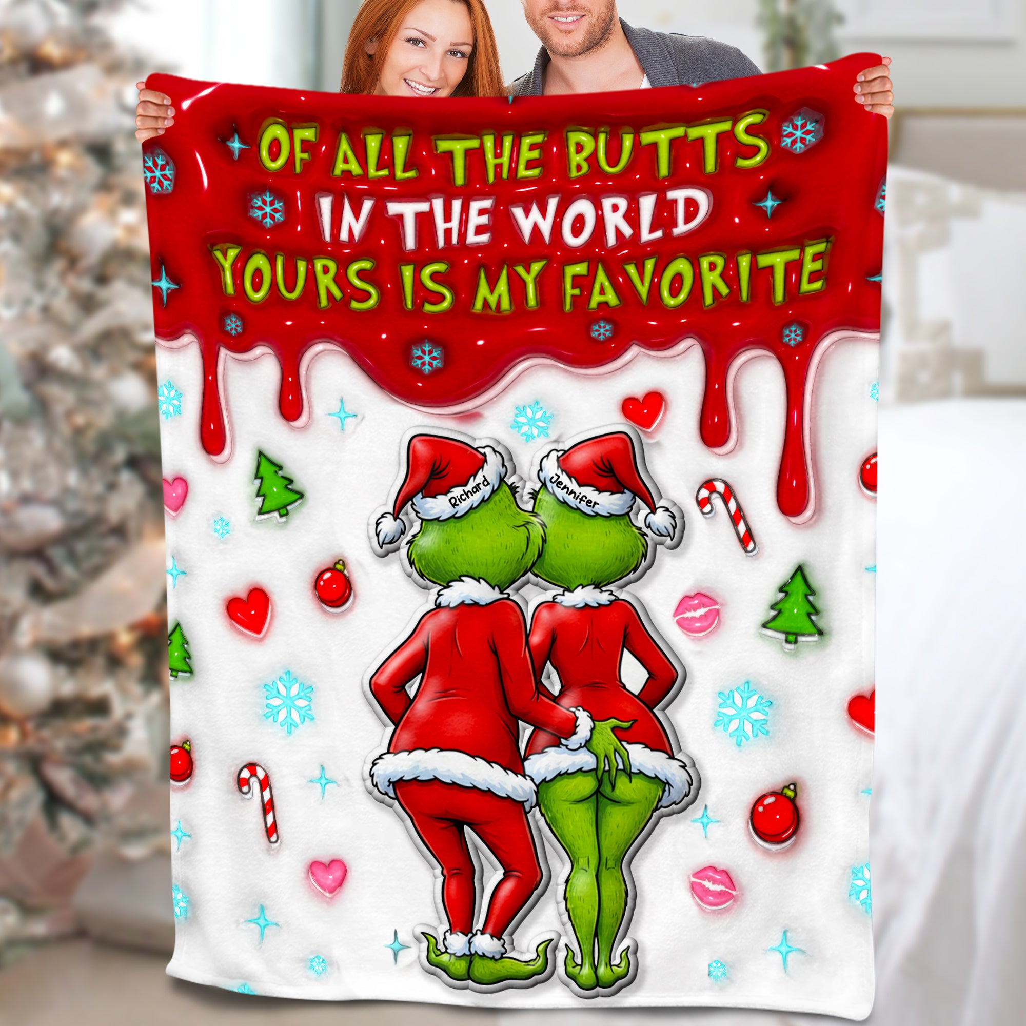 Naughty Green Monster Couple Blanket - Personalized Gifts For Couples 04NAQN031125-Homacus