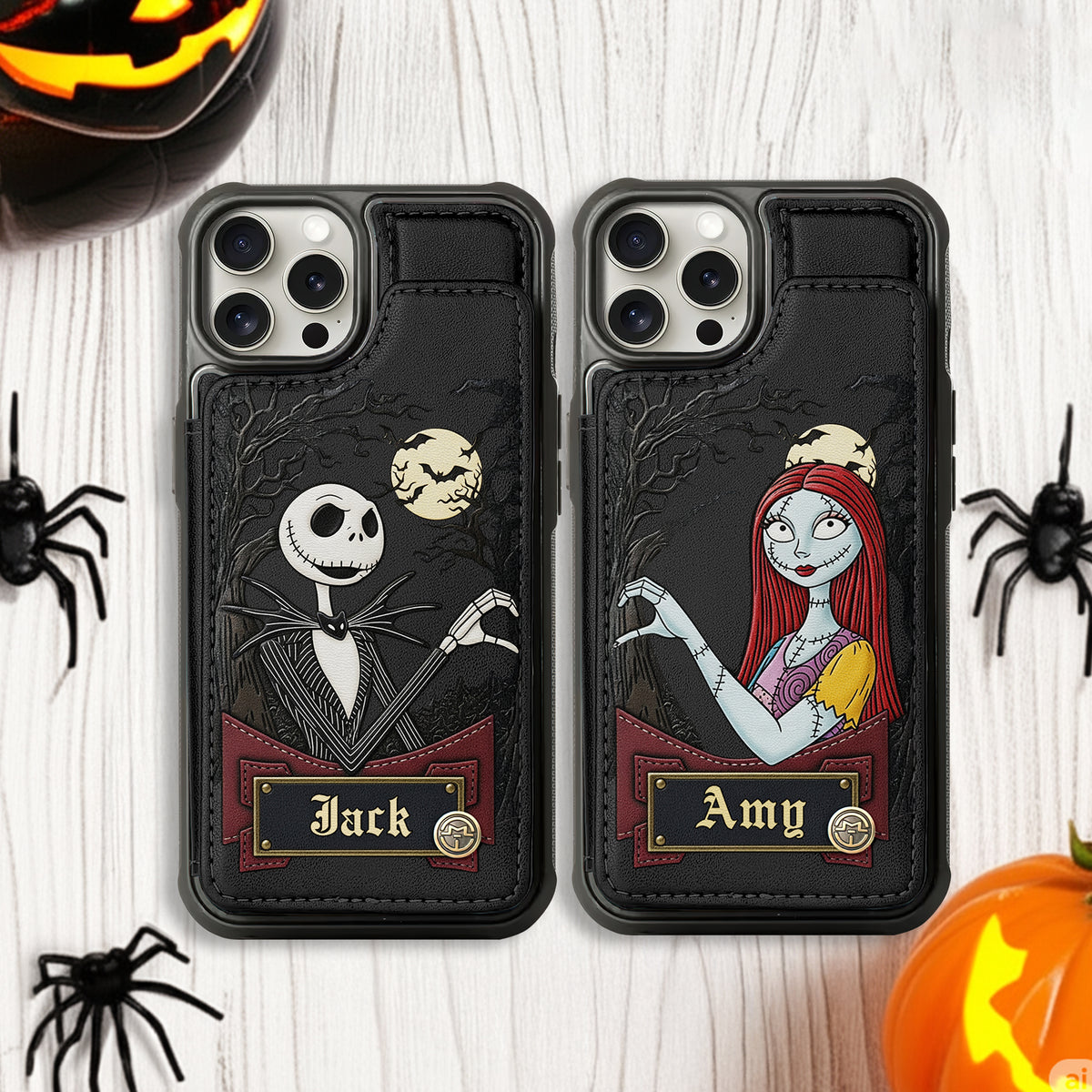 Moonlit Couple Leather Phone Case Personalized Gifts For Couple 02NADT190825-Homacus