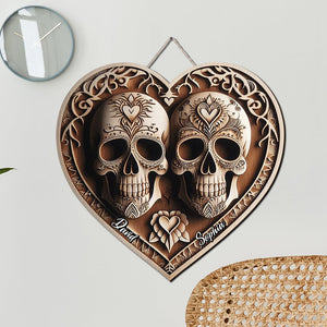 Personalized Gifts For Couple Wood Sign 03ohtn041224 Skull Couple-Homacus