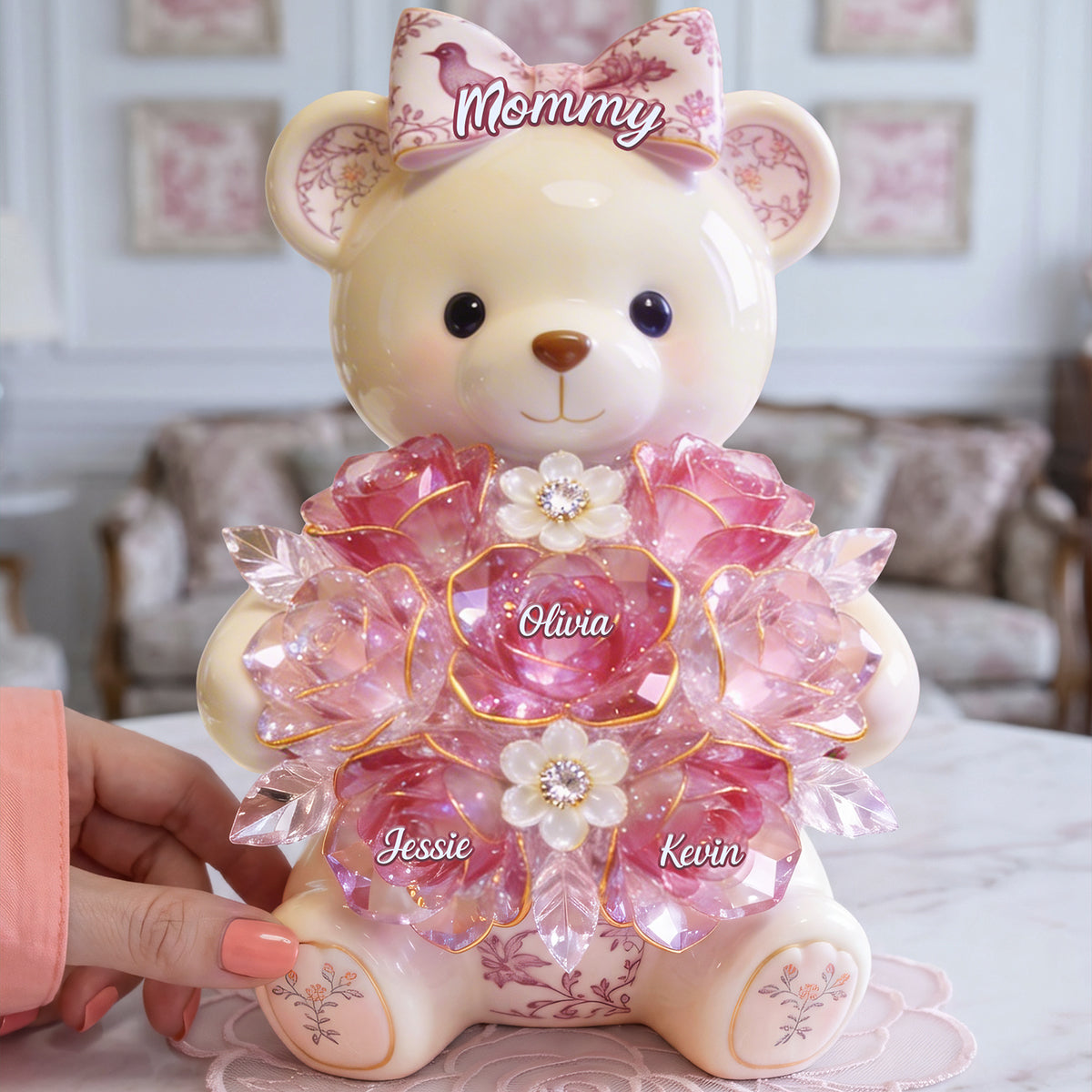 Sweet Bear Toile de Jouy Acrylic Plaque - Personalized Gifts For Mom 01PGTA310326-Homacus