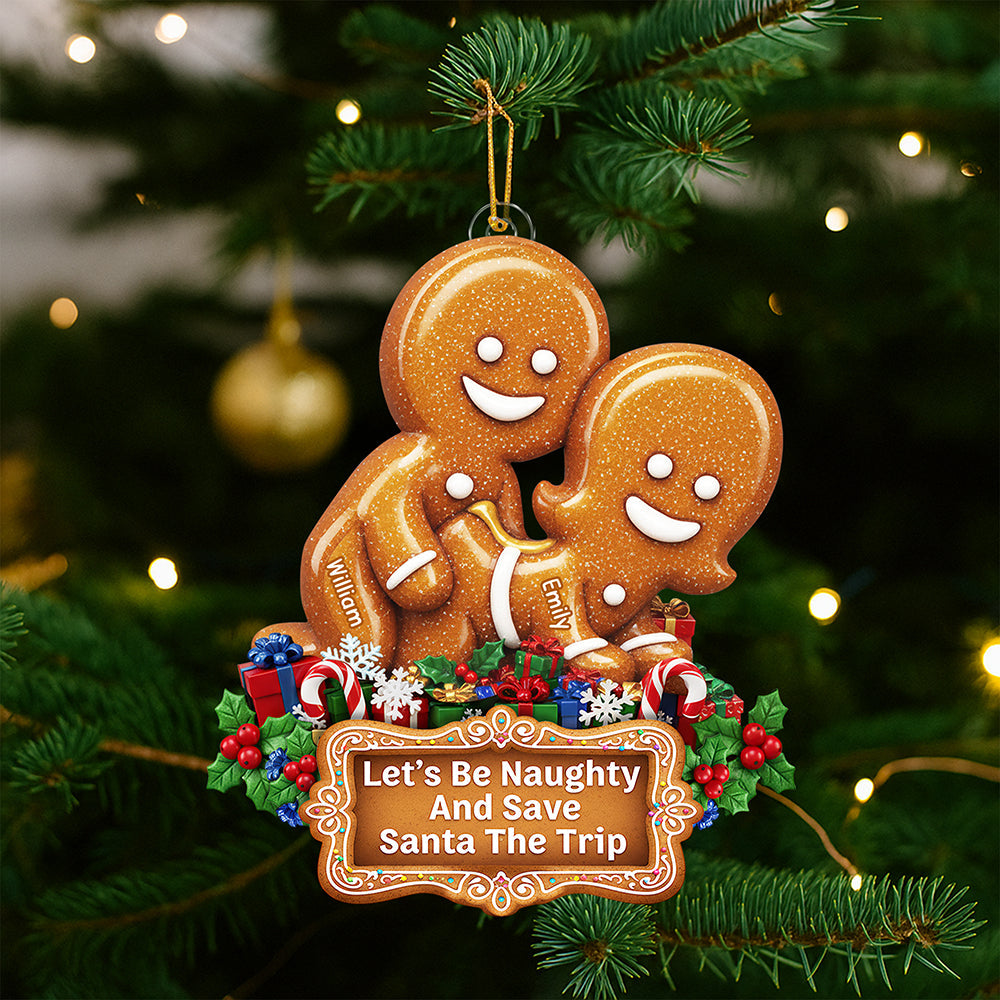 Naughty Gingerbread Couple Christmas Ornament - Personalized Gifts For Couple 02huqn100925-Homacus