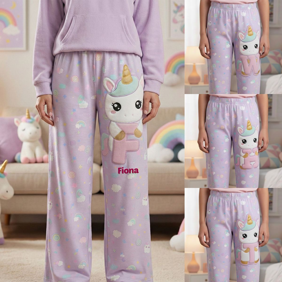 Unicorn Alphabet Pajama Pants - Personalized Gifts 05kimg051225-Homacus