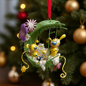 Cozy Spotted Yellow Monkey Family Hanging Nest Ornament, Personalized Gifts For Family 01qhtn061025-Homacus