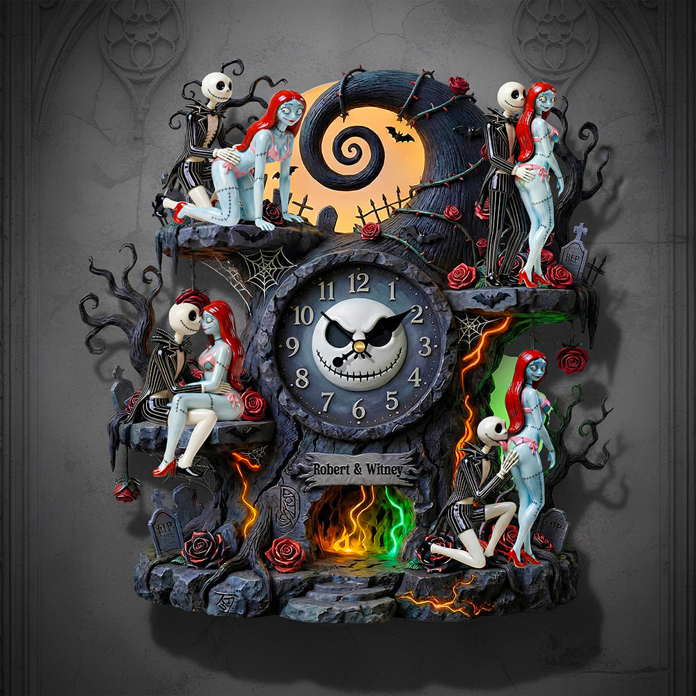 Naughty Couple Wall Clock - Personalized Gifts For Couple 1 Layer Acrylic Hanging Wall Clock 03TGDT271225-Homacus