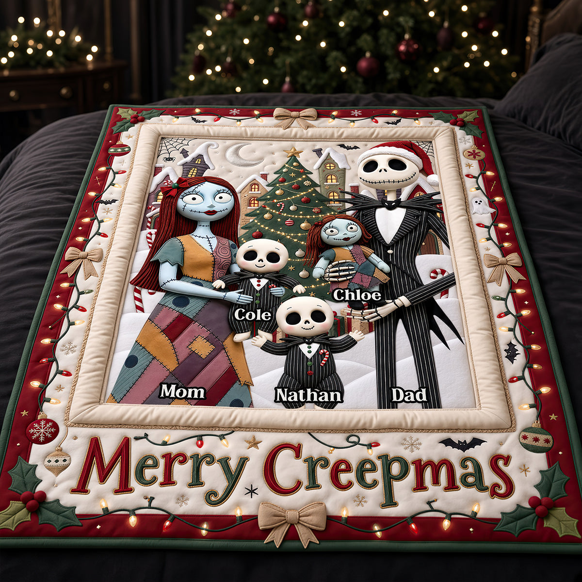 Spooky Family Merry Xmas Blanket - Personalized Christmas Gifts For Family 06padt280926