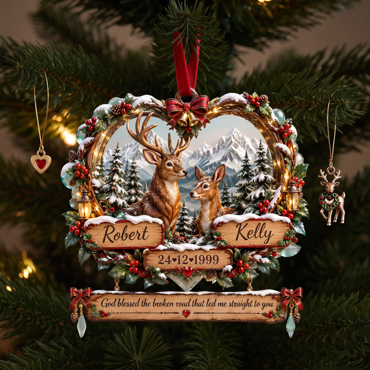 Personalized Deer Couple Christmas Ornament - Romantic Gifts For Couple 03palu010926