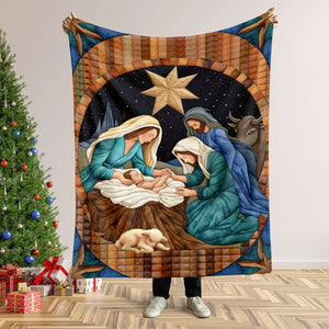 Christmas Gifts For Christians Blanket, Jesus Christ Nativity Quilt Art Effect 01QHMH120924-Homacus