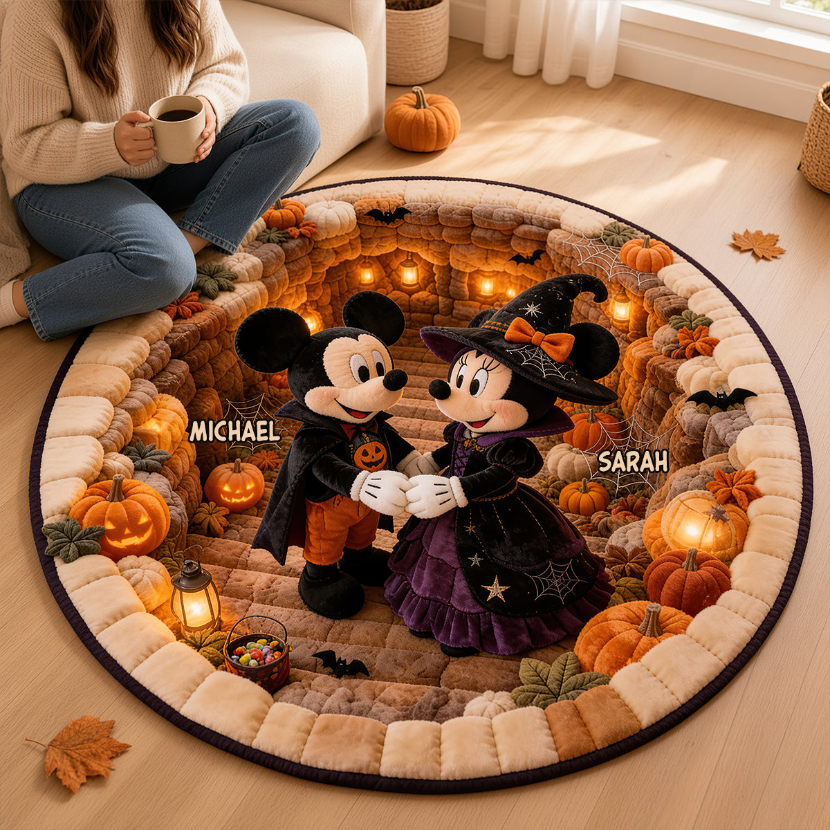 Spooky Little Mouse Round Mat - Personalized Halloween Gifts For Couple 02pgdt290826-Homacus