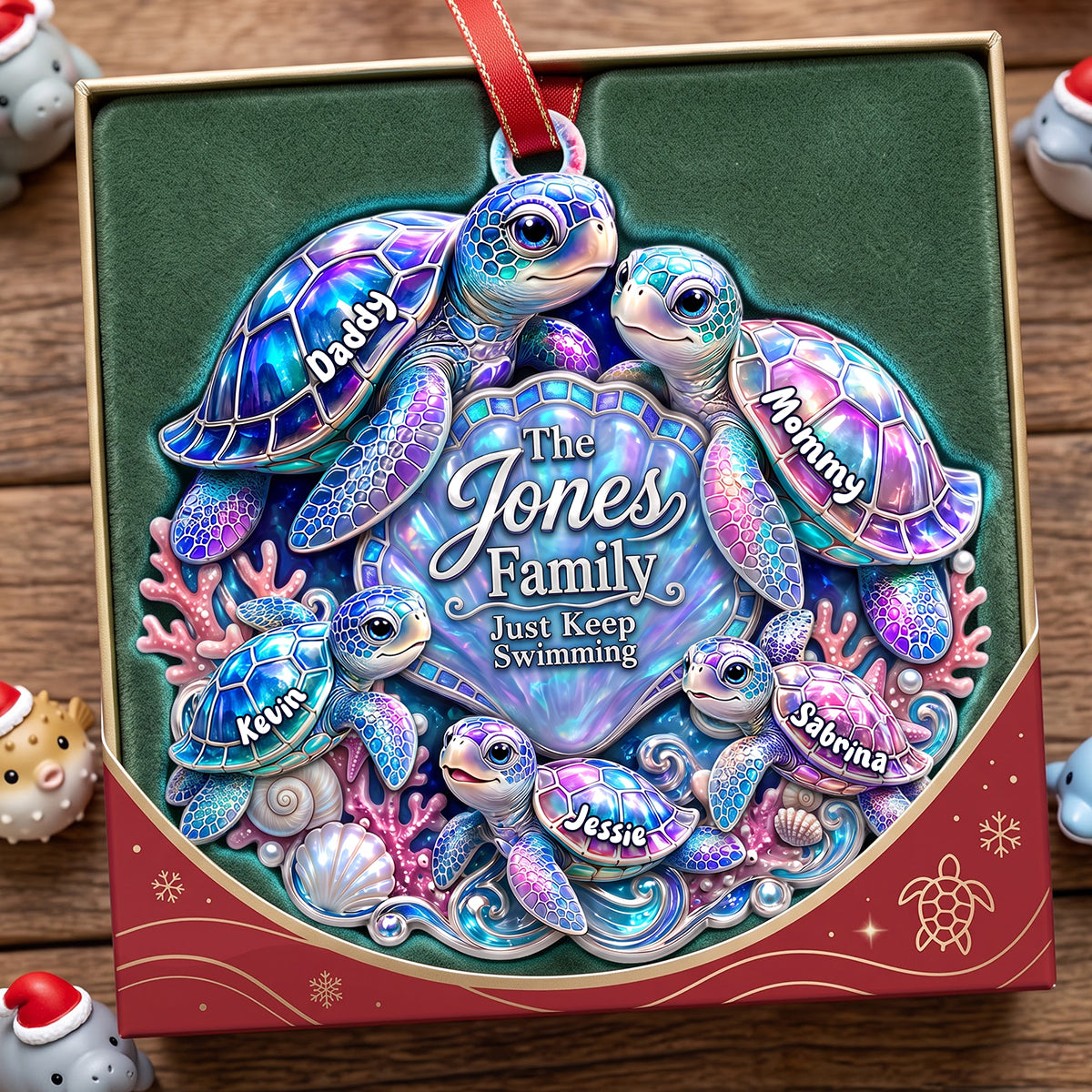Turtle Family Ornament – Personalized Christmas Gifts For Family 03huta270826