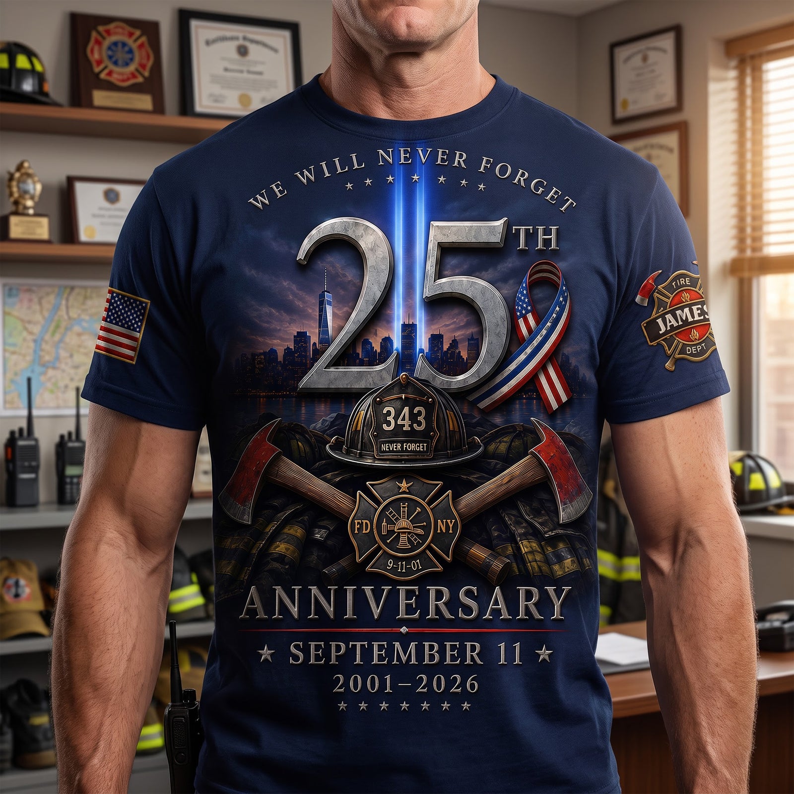 We Will Never Forget Shirt - Personalized Gifts For Firefighter 03naqn030826-Homacus
