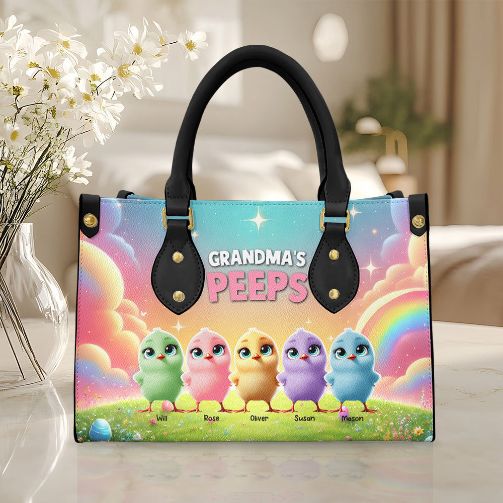 Personalized Gifts For Grandma Leather Bag, Easter Day Chick Peeps 012TGMH180325-Homacus