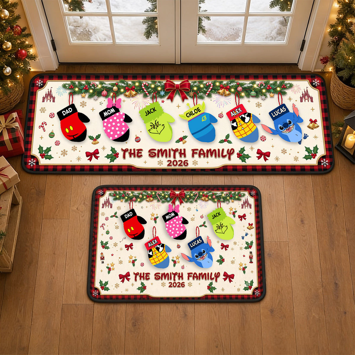 Christmas Glove Family Runner Rug - Personalized Gifts For Family Runner Rug 02NADT260826