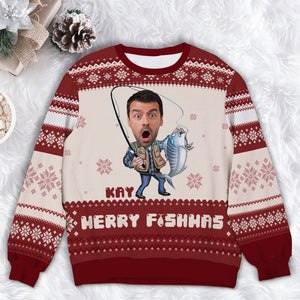 Custom Photo Gifts For Fishing Lover Christmas Ugly Sweater 03TOLU091024-Homacus