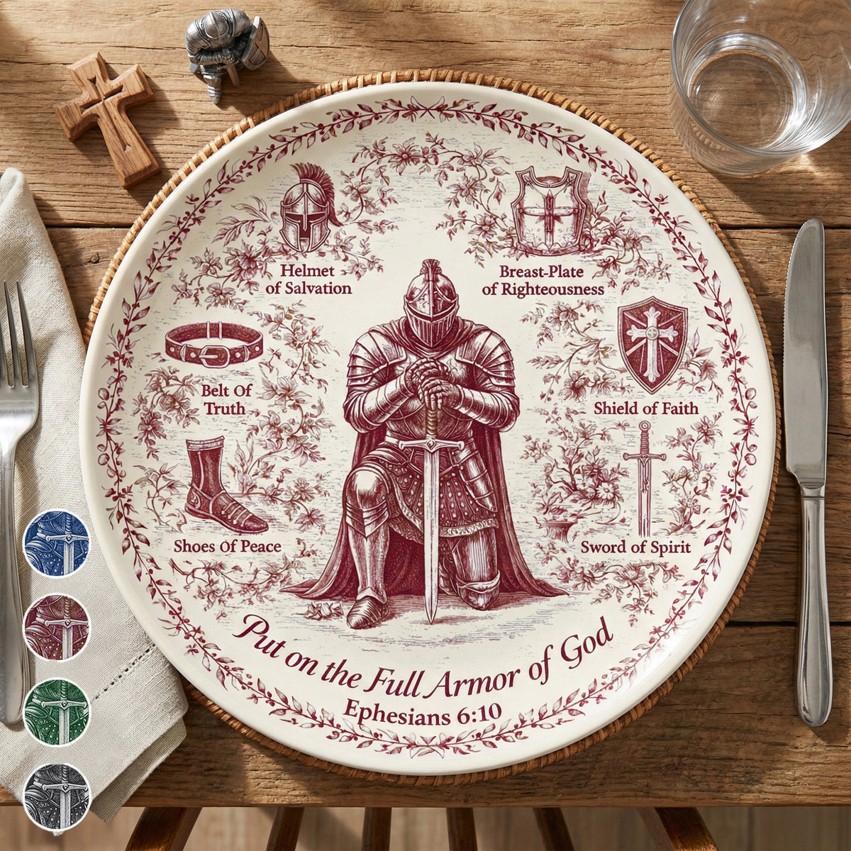 Kneeling Knight Round Ceramic Plate - Personalized Gifts For Christians 02humg130126-Homacus