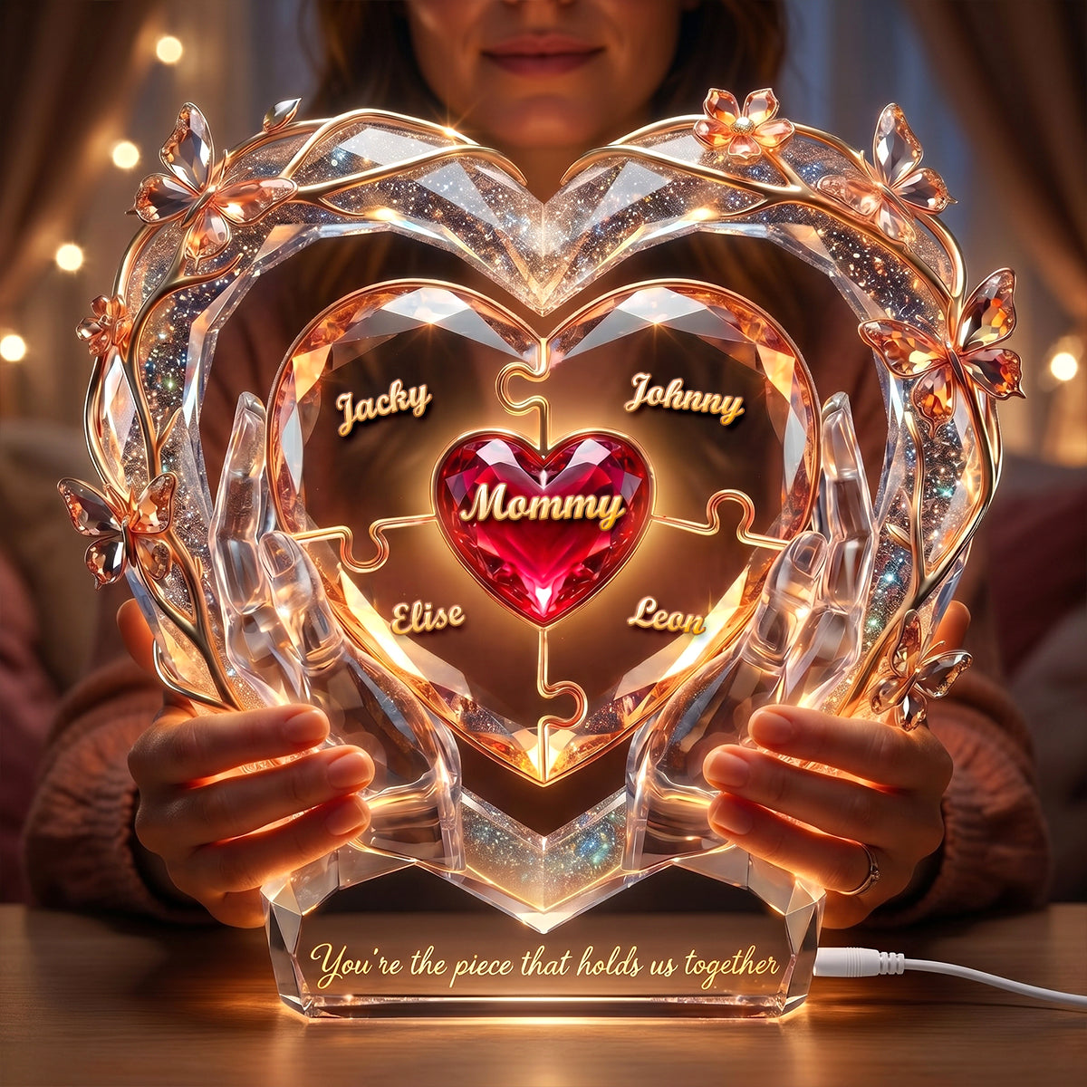 Mommy Pieces of Heart Lightbox Personalized Gifts For Mom 01PADH240426