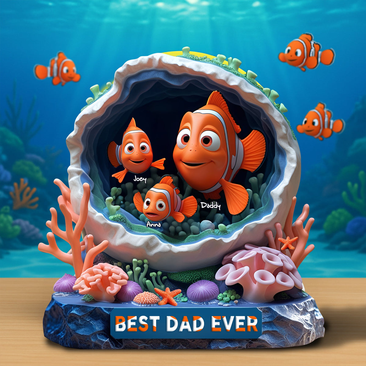 Personalized Gifts For Dad Acrylic Plaque, Best Clownfish Dad-Homacus