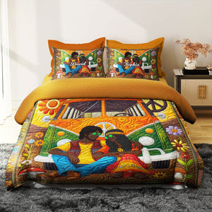 Personalized Gifts For Hippie Couple Quilt Bedding Set Special Line 04tgtn100125-Homacus