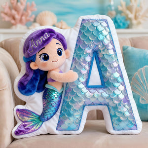 Mermaid Alphabet Pillow Personalized Gifts For Kids 03TGDT151225-Homacus