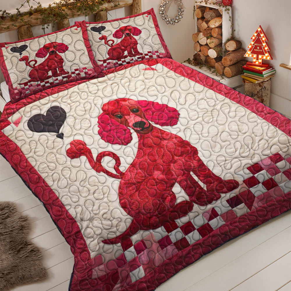 Poodles Dog Christmas Quilt Bed Set Gifts For Dog Lovers 02HUDT061124-Homacus