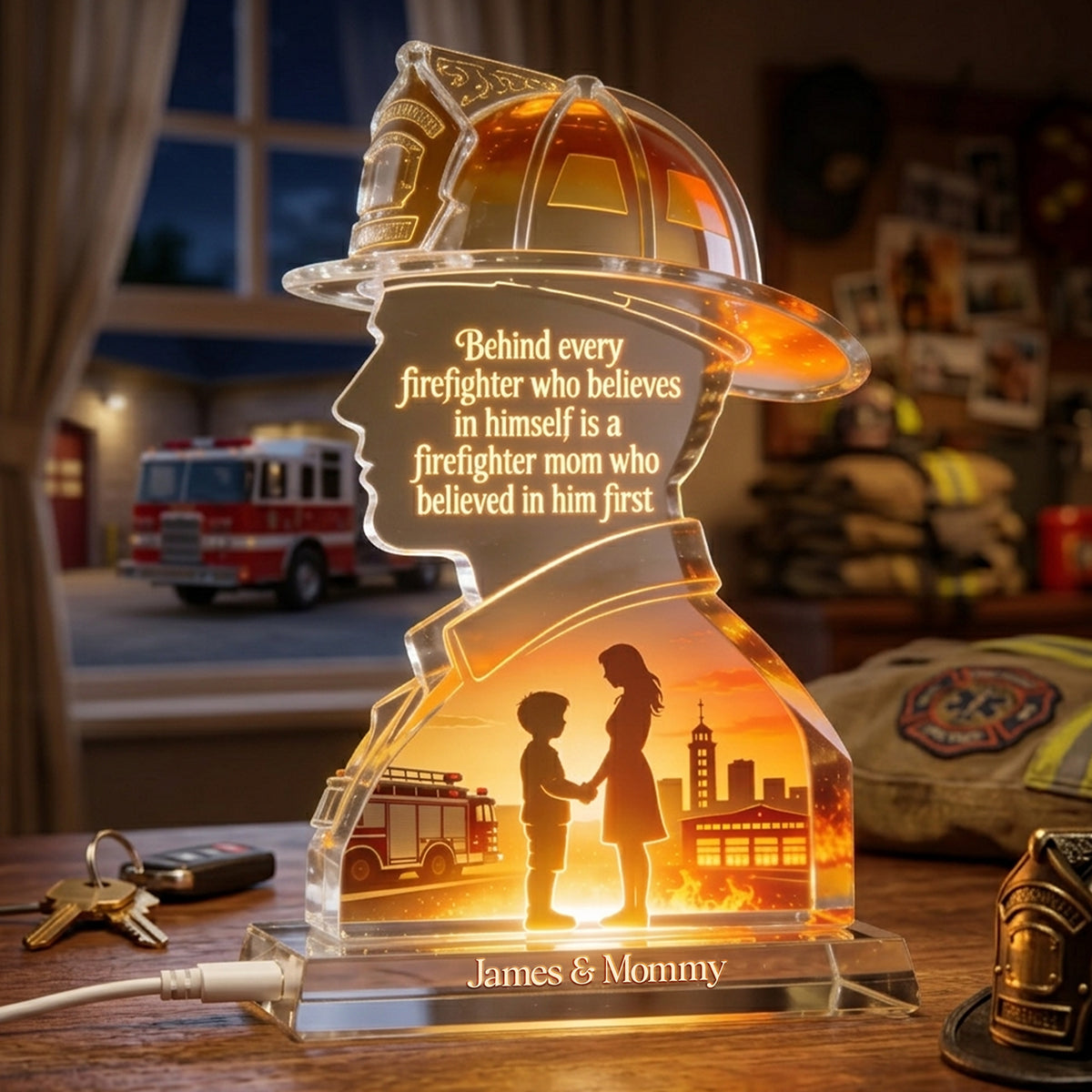 Firefighter Mother Light Box - Personalized Gifts For Moms 03pgta100426-Homacus