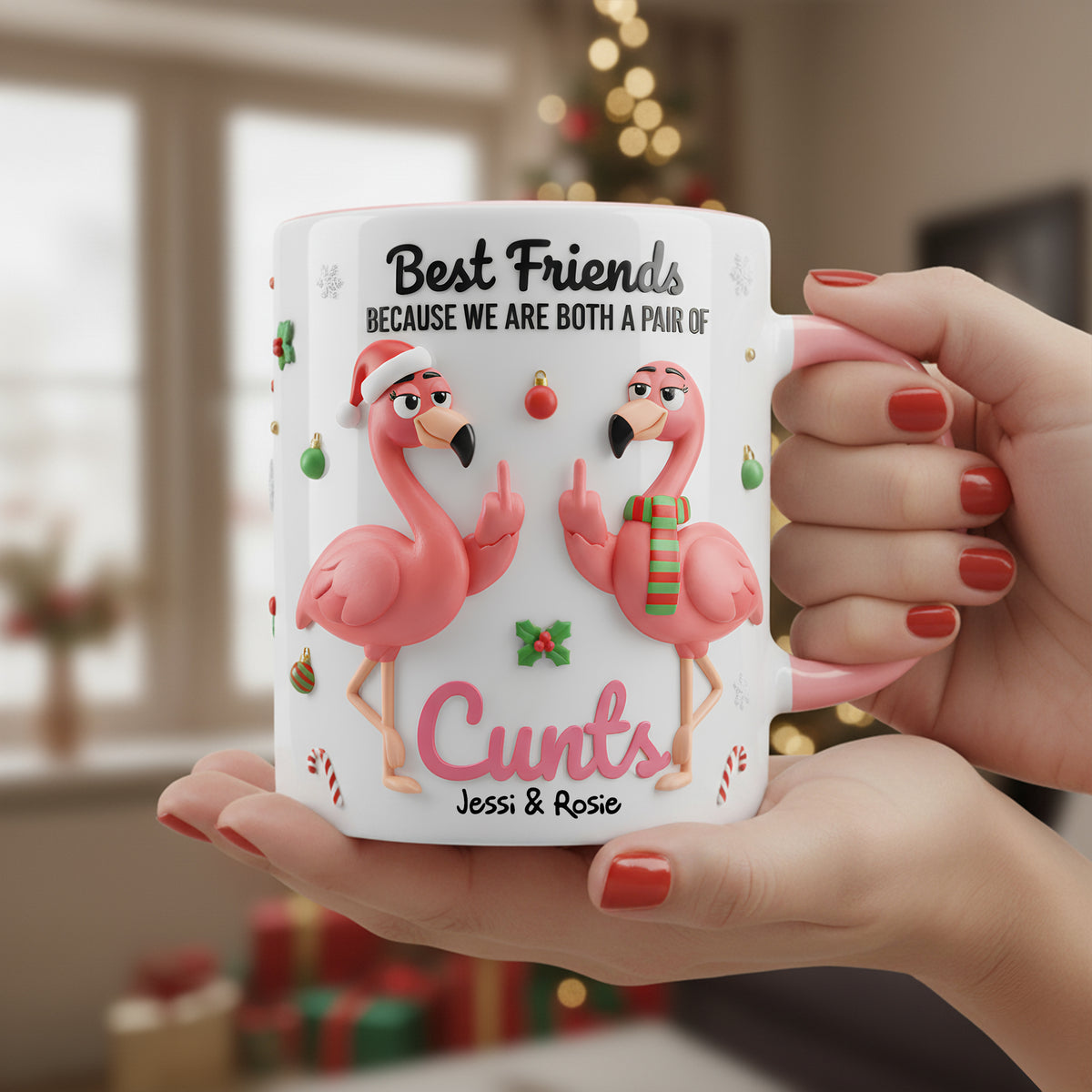 Flamingo Besties Accent Mug - Personalized Gifts For Besties 05NALU151125-Homacus