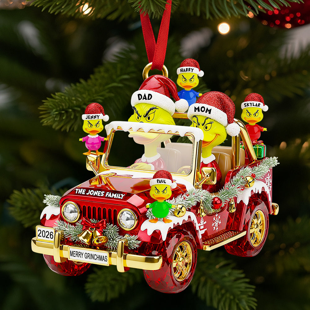 Quirky Family On Off-road Car Ornament - Personalized Christmas Gifts For Family 04DTDT150925-Homacus