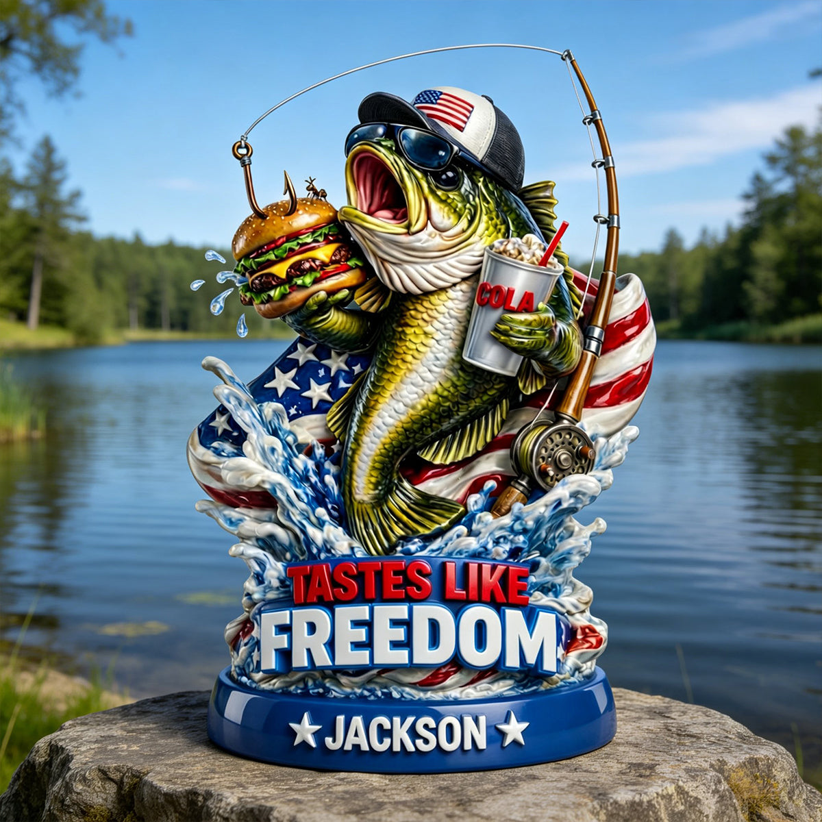 American Freedom Fishing Acrylic Plaque - Personalized Gifts For Fishing Lovers 02tytn130326-Homacus
