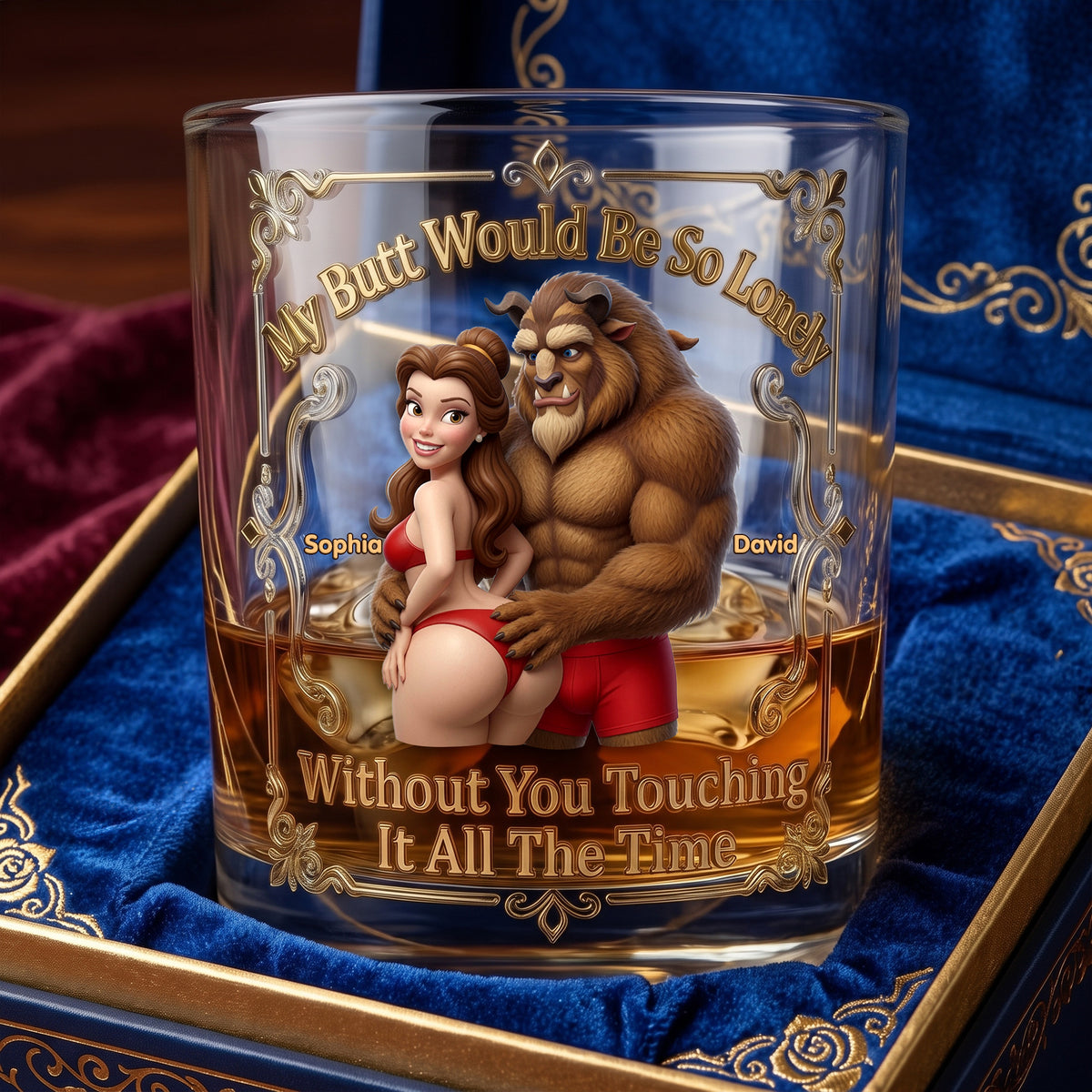 Naughty Fairytale Couple Round Glass - Personalized Gift For Couples 05OHLU290626-Homacus