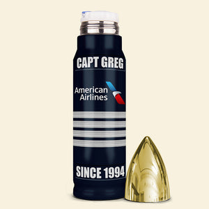 Personalized Gift For Pilot, Custom Rank & Airline Logo Bullet Tumbler 03qhqn121224-Homacus