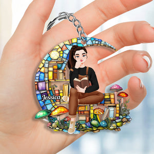 Personalized Gifts For Book Lover Keychain Girl Reading Book 01XQDT030125PA-Homacus