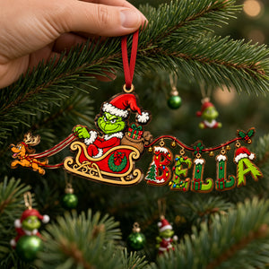 Name Art Mischievous Sleigh Ornament, Personalized Gifts 04QHLU220926